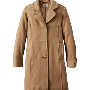 LL Bean Lambswool Polo Coat Camel